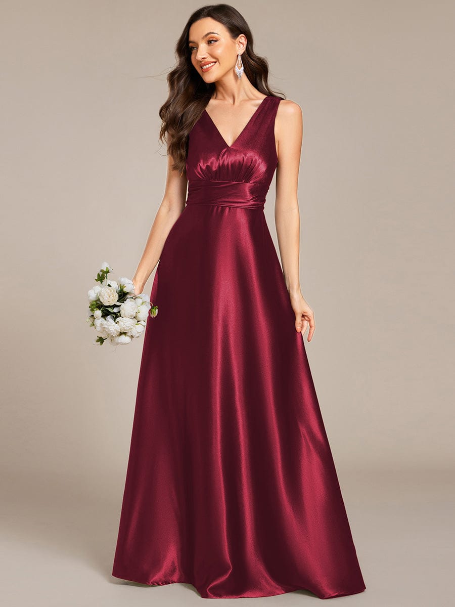 V-neck Empire Satin Maxi - Bridal Dress