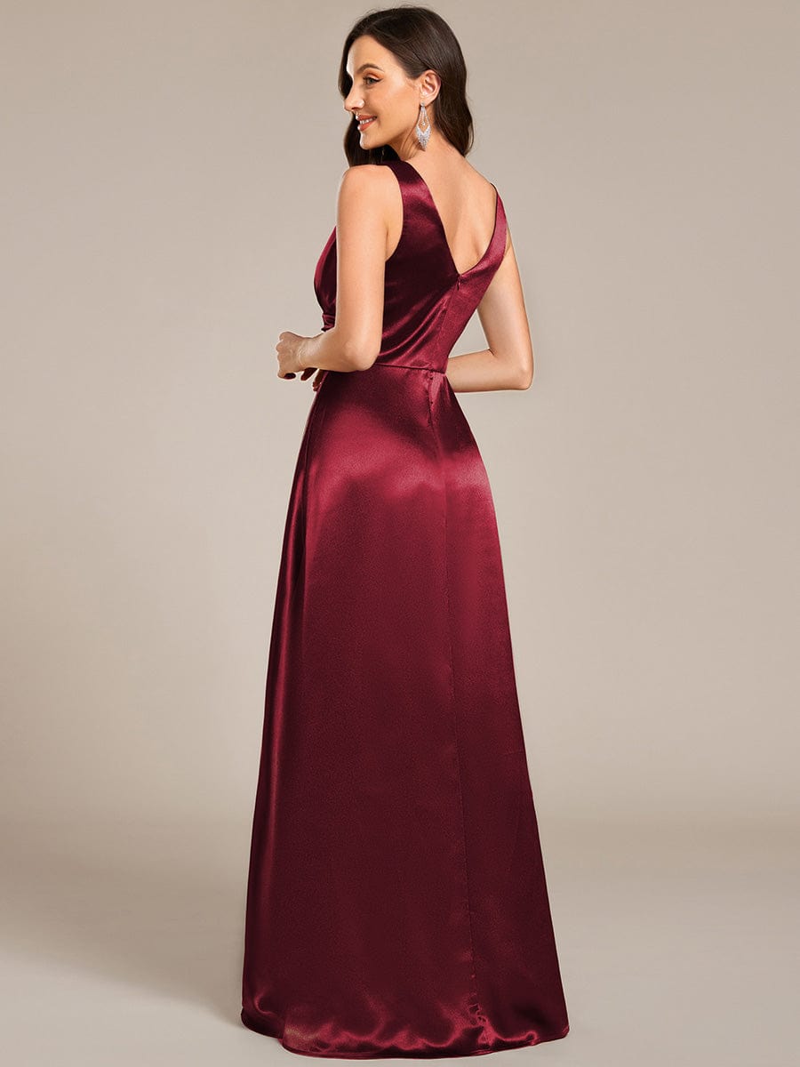 V-neck Empire Satin Maxi - Bridal Dress