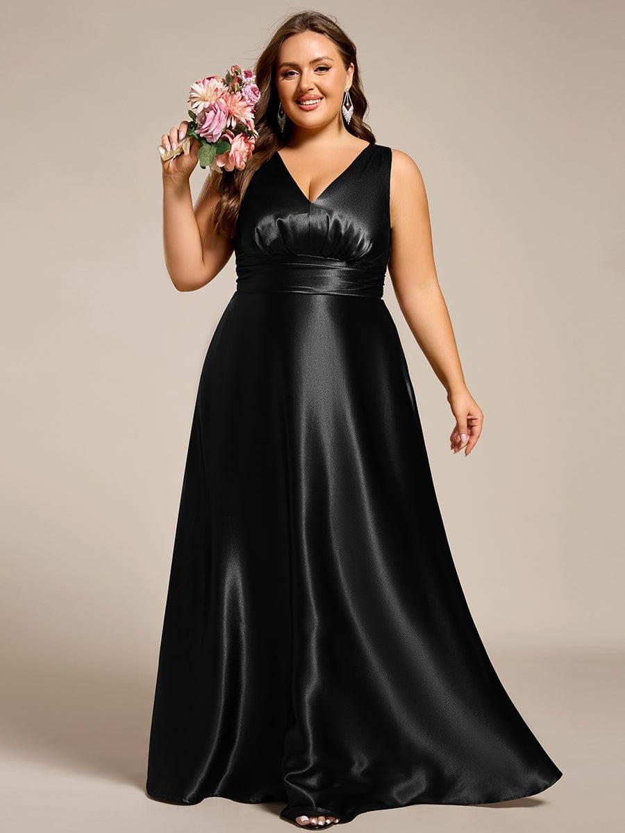 V-neck Empire Satin Maxi - Bridal Dress