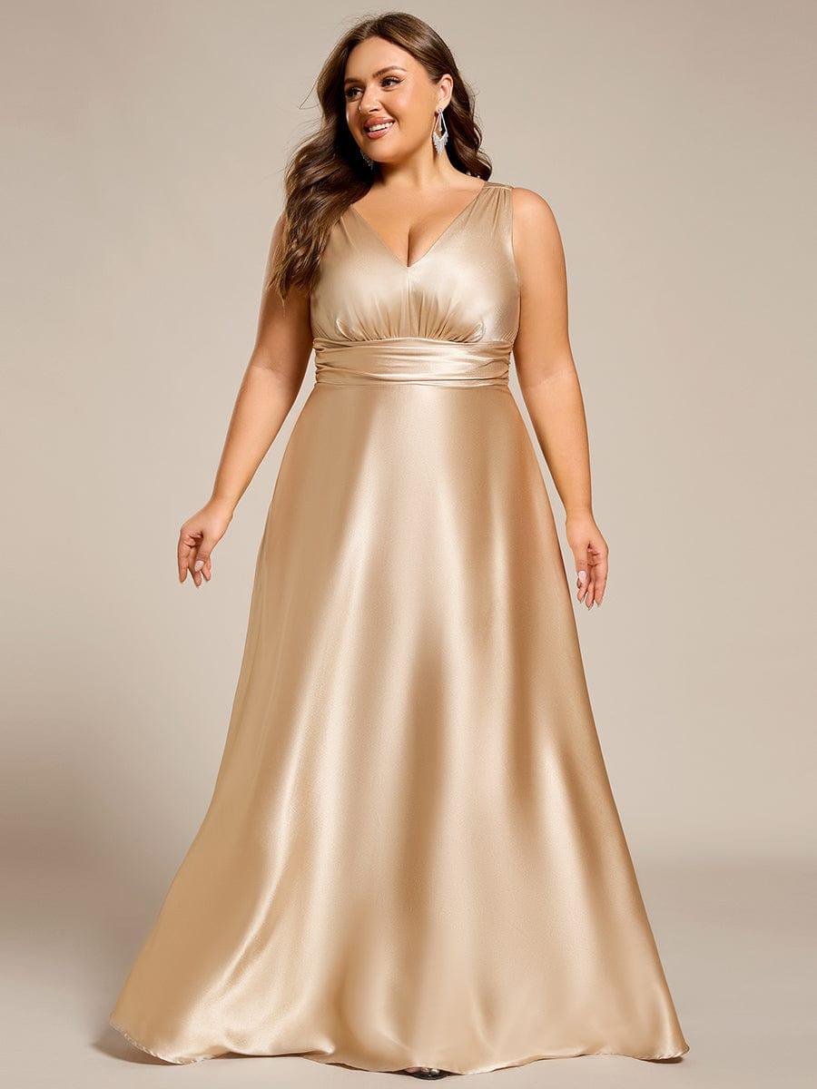 V-neck Empire Satin Maxi - Bridal Dress