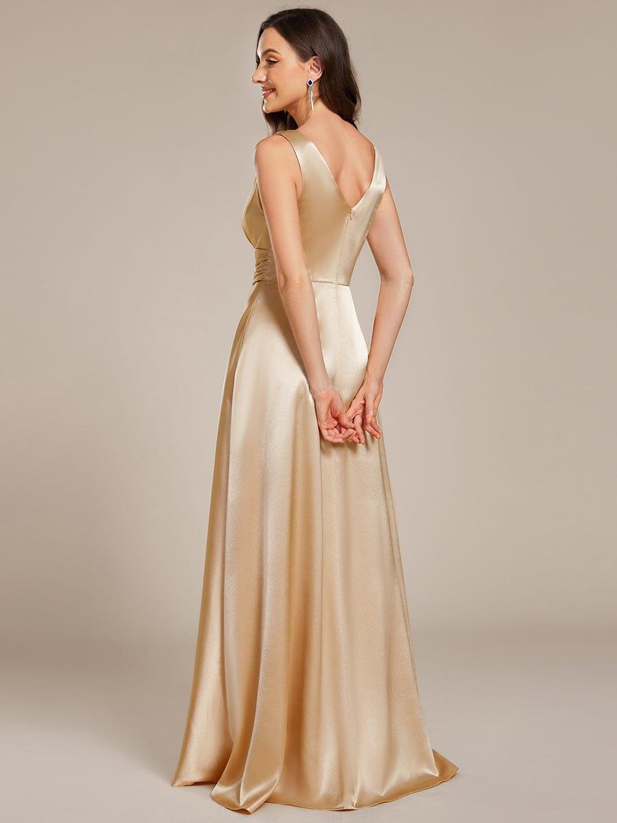 V-neck Empire Satin Maxi - Bridal Dress
