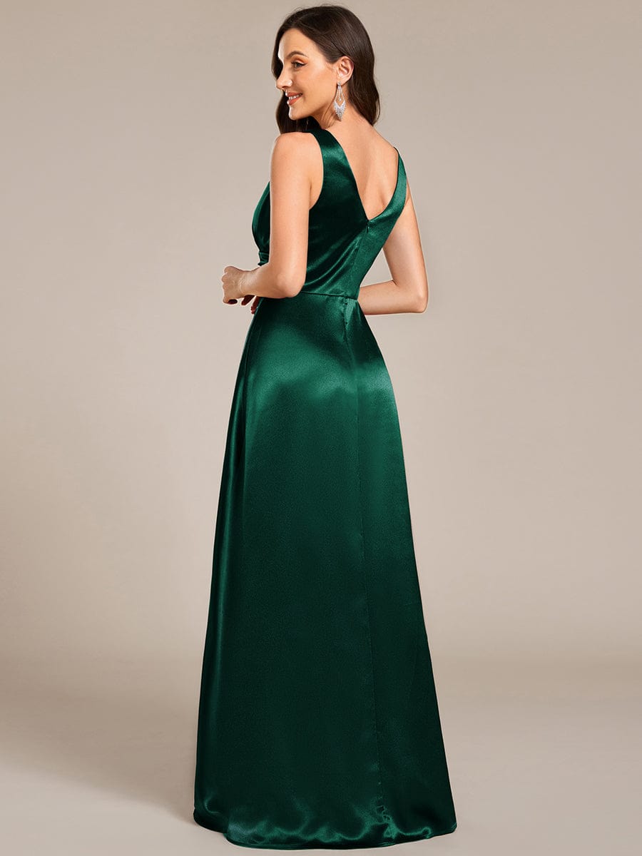 V-neck Empire Satin Maxi - Bridal Dress