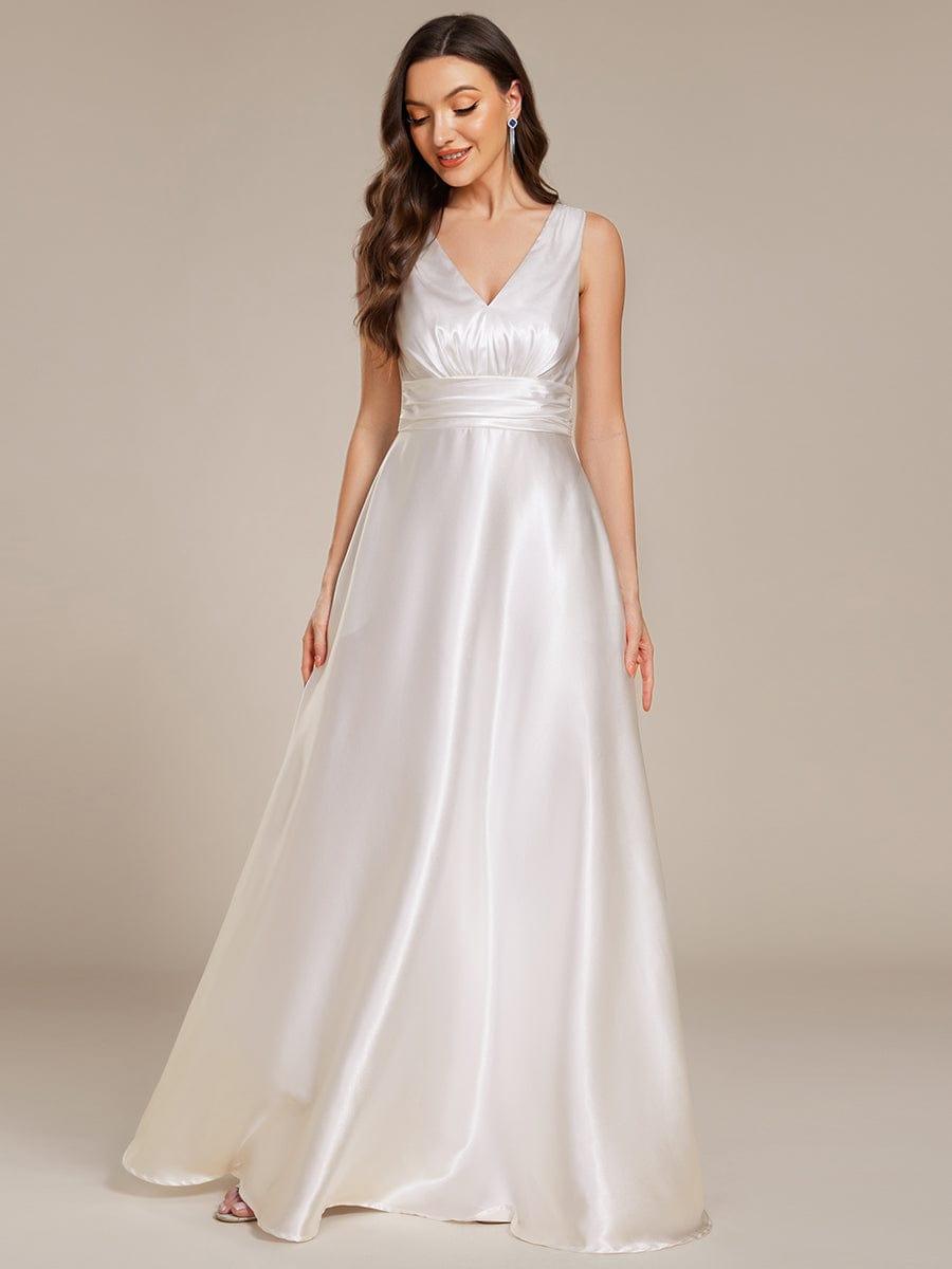 V-neck Empire Satin Maxi - Bridal Dress