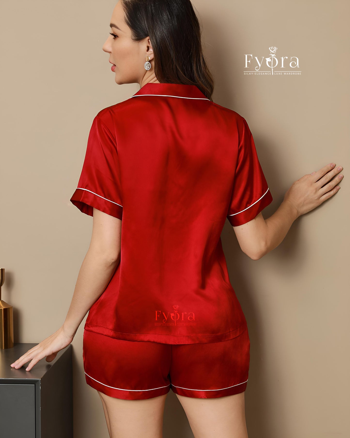Silky Elegance Short Sleeve Pajama Set
