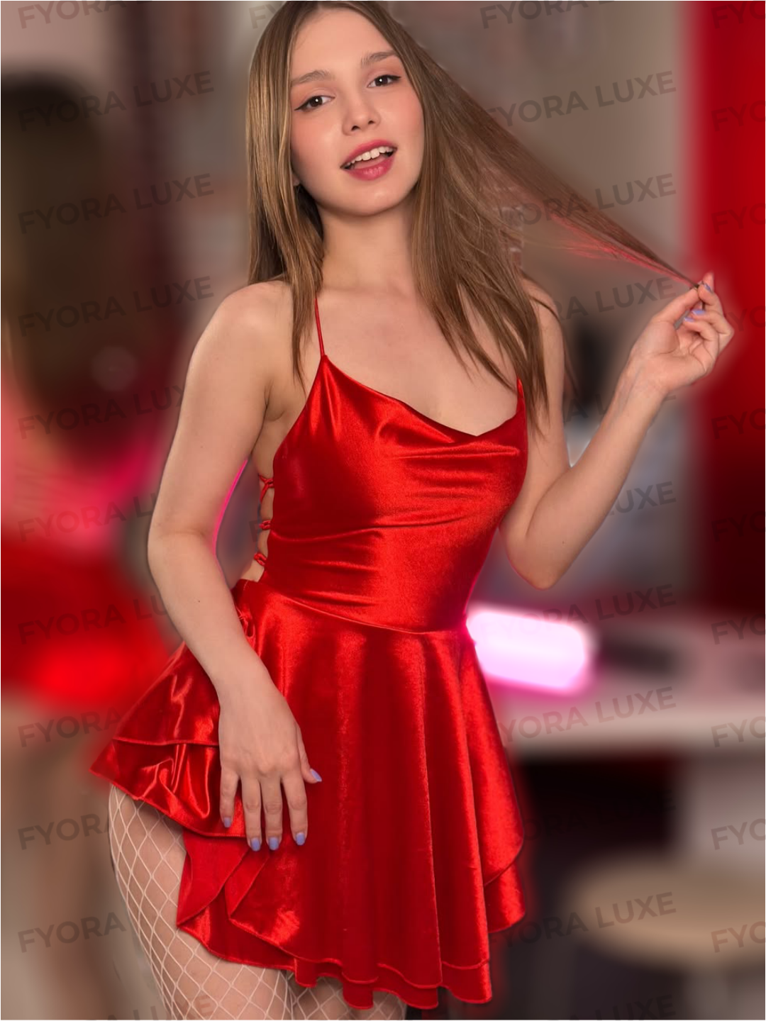 Satin Red Bliss Layered Backless Romper Maxi
