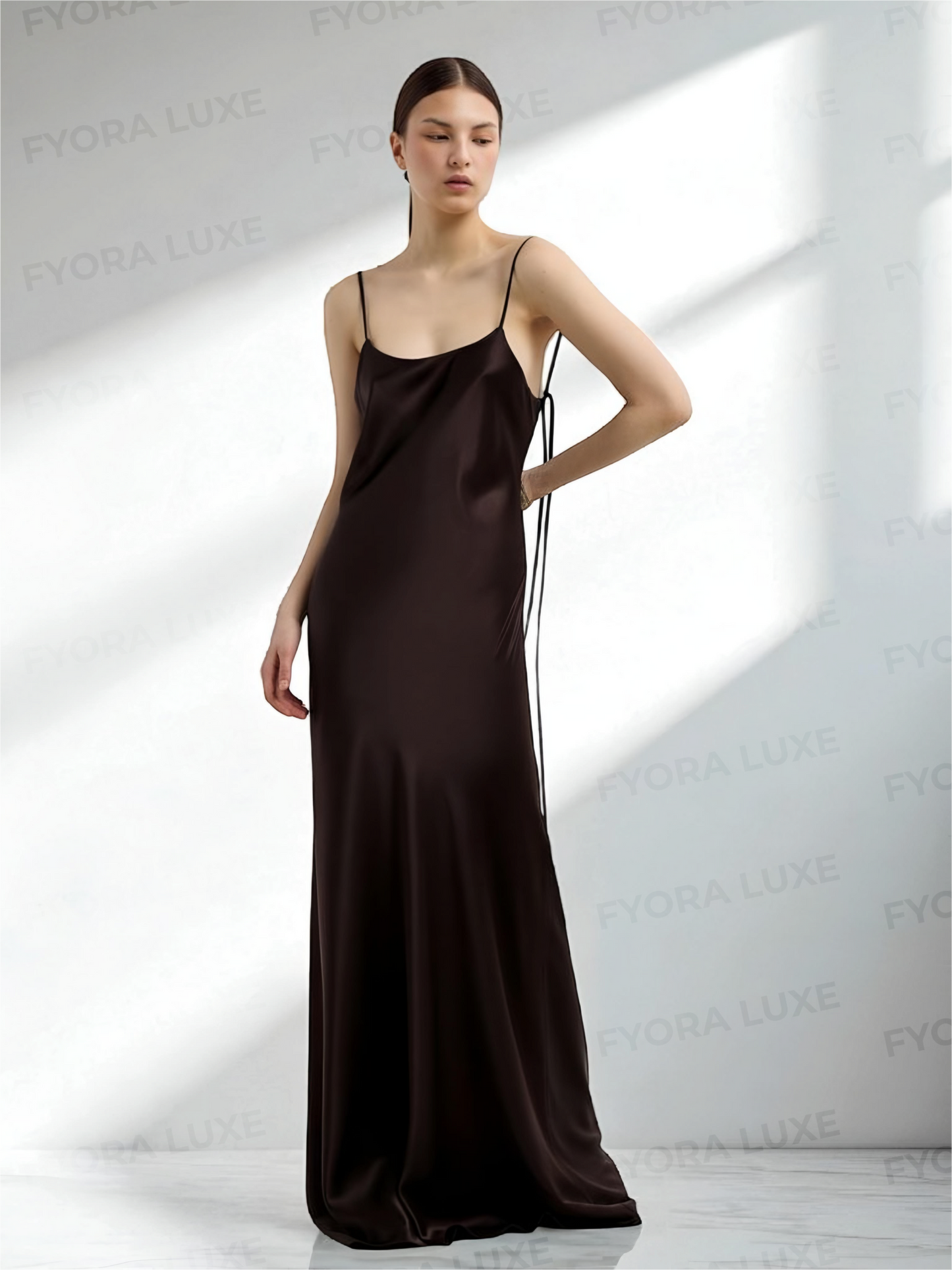 Luna Luxe Silk Long Dress – Effortless Elegance in Every Shade