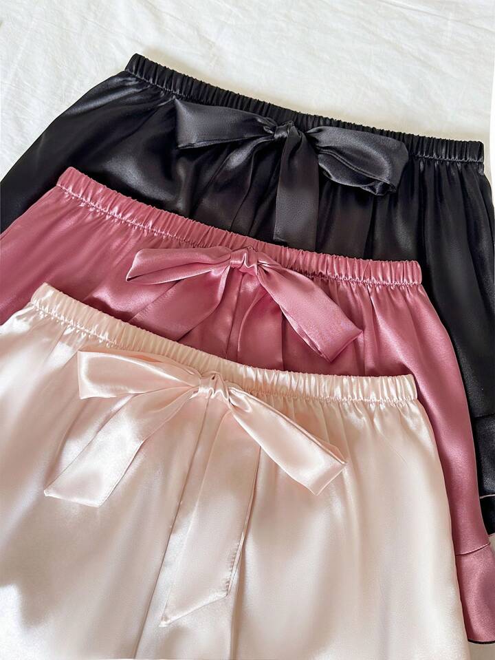 Ruffle Trim Faux Cami Shorts - Pack of 3pcs