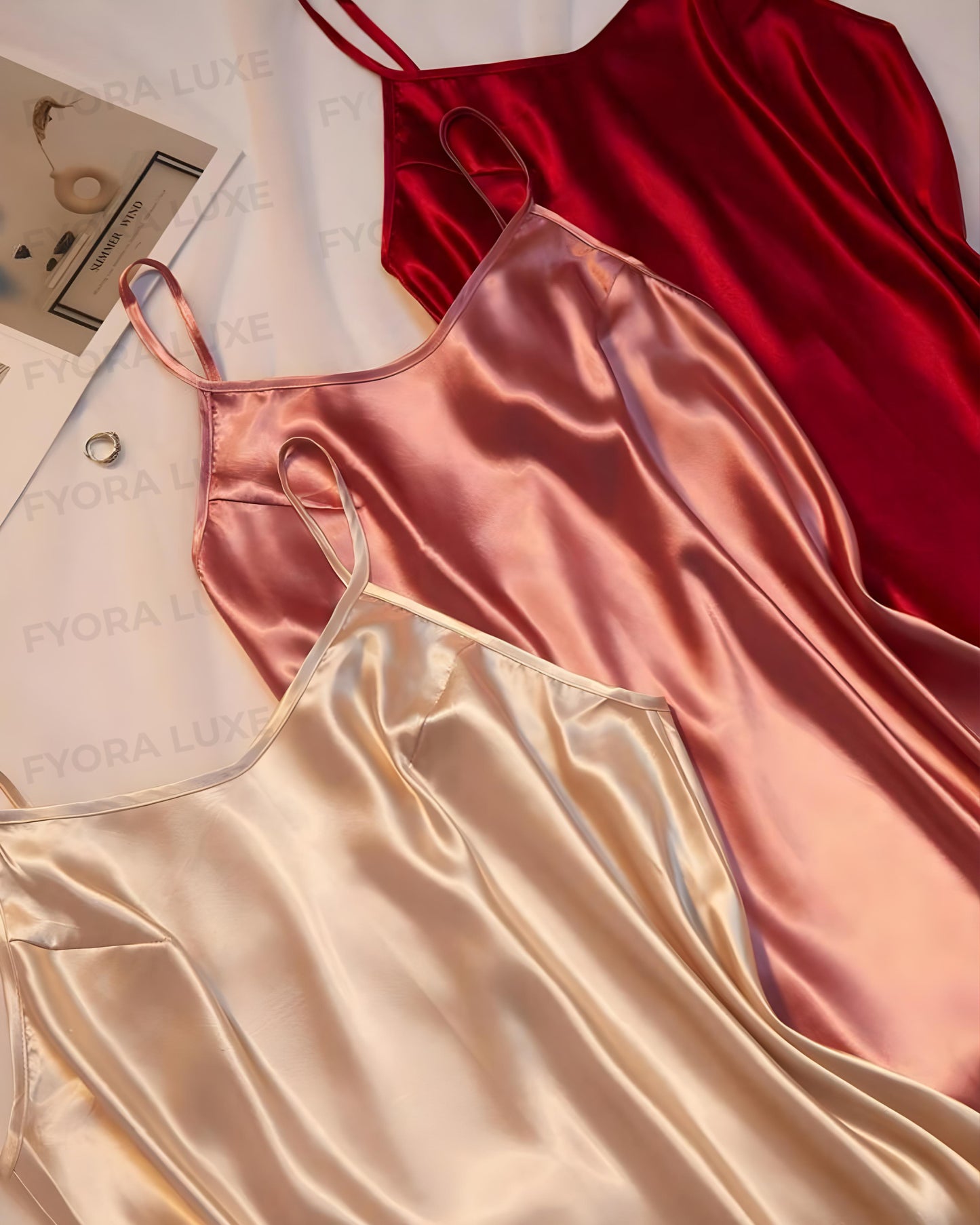 Luna Luxe Satin Slip Dress – Pack of 3