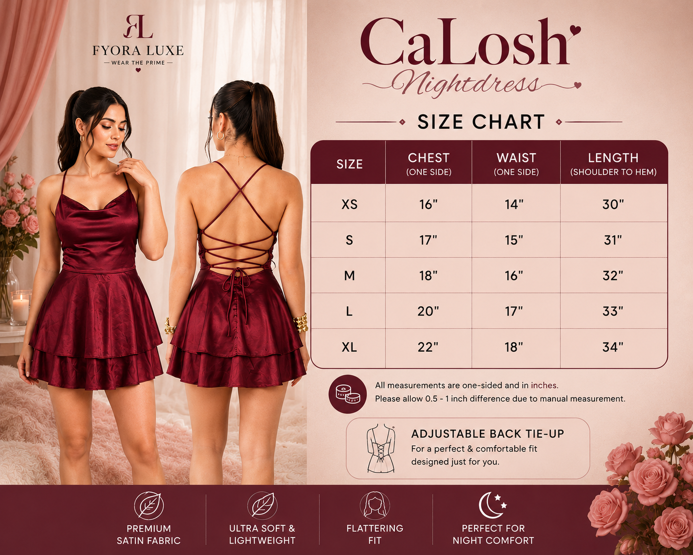 CaLosh Trendy Tie-Back Nightdress – Silky Backless Maxi Dress