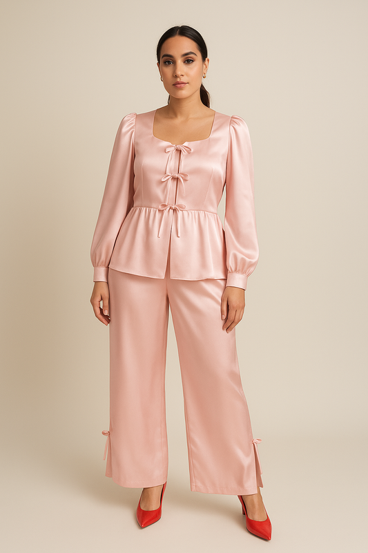 Blush Glow Satin Co-Ord Set 🌸👠
