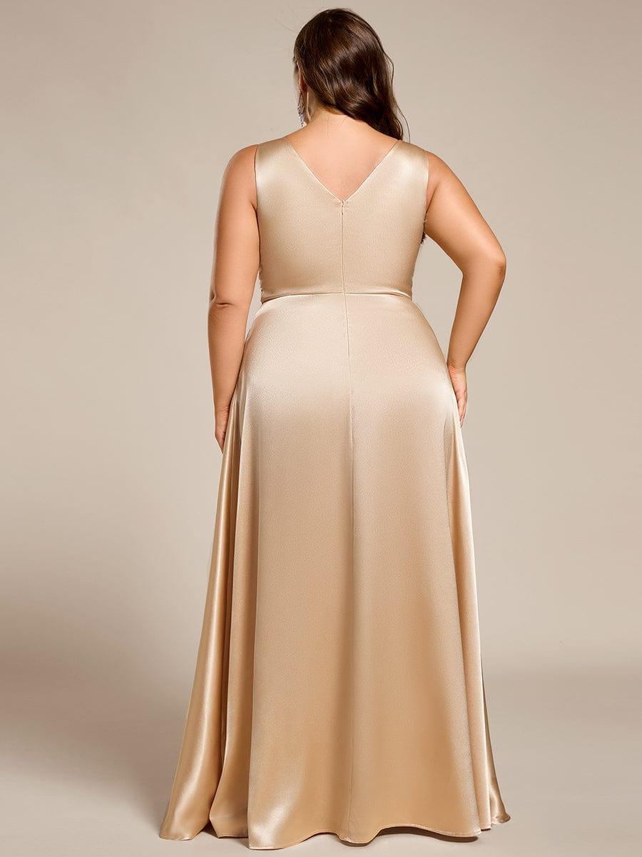 V-neck Empire Satin Maxi - Bridal Dress