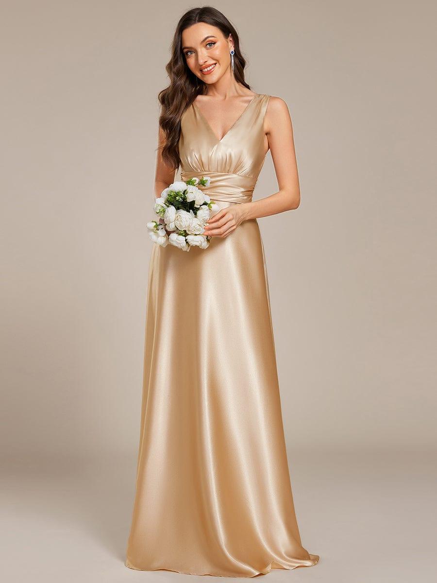 V-neck Empire Satin Maxi - Bridal Dress
