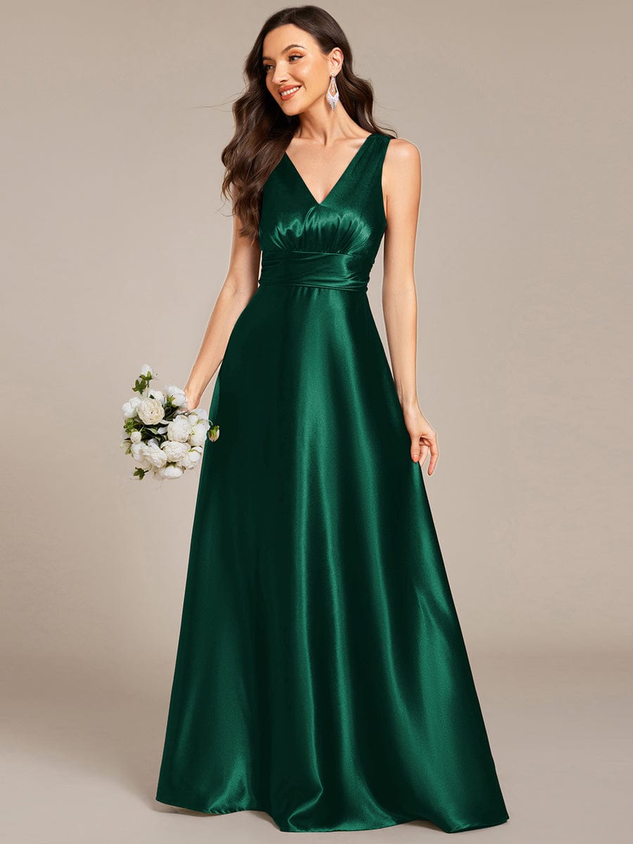 V-neck Empire Satin Maxi - Bridal Dress