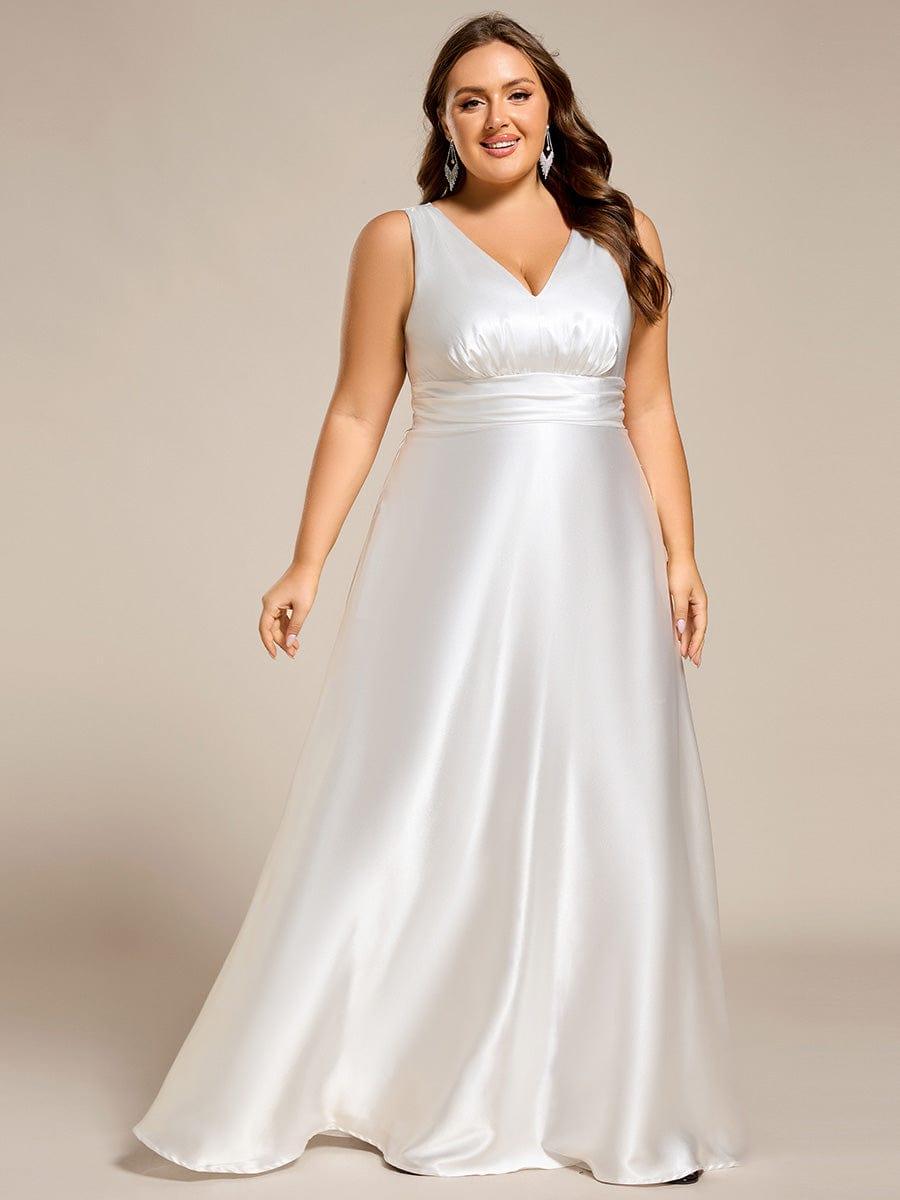 V-neck Empire Satin Maxi - Bridal Dress