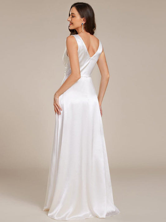 V-neck Empire Satin Maxi - Bridal Dress