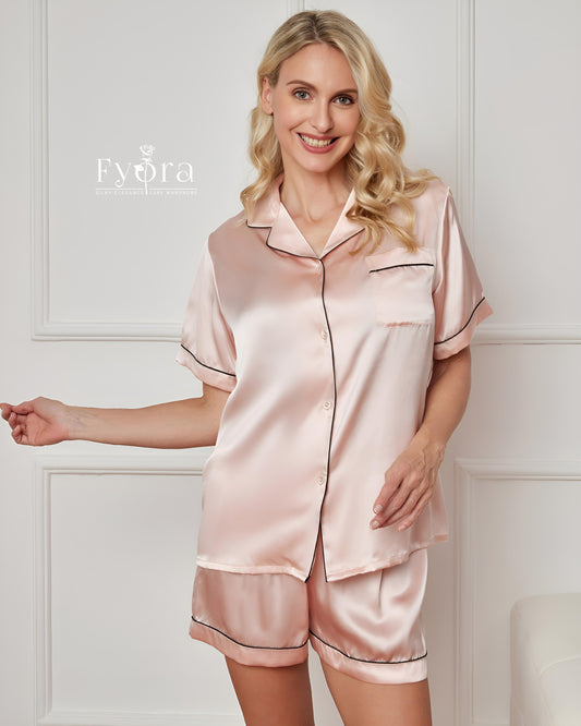 Silky Elegance Short Sleeve Pajama Set