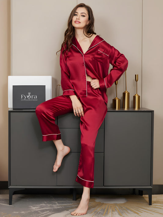 Luxury Women's Silk Satin Pajama Set