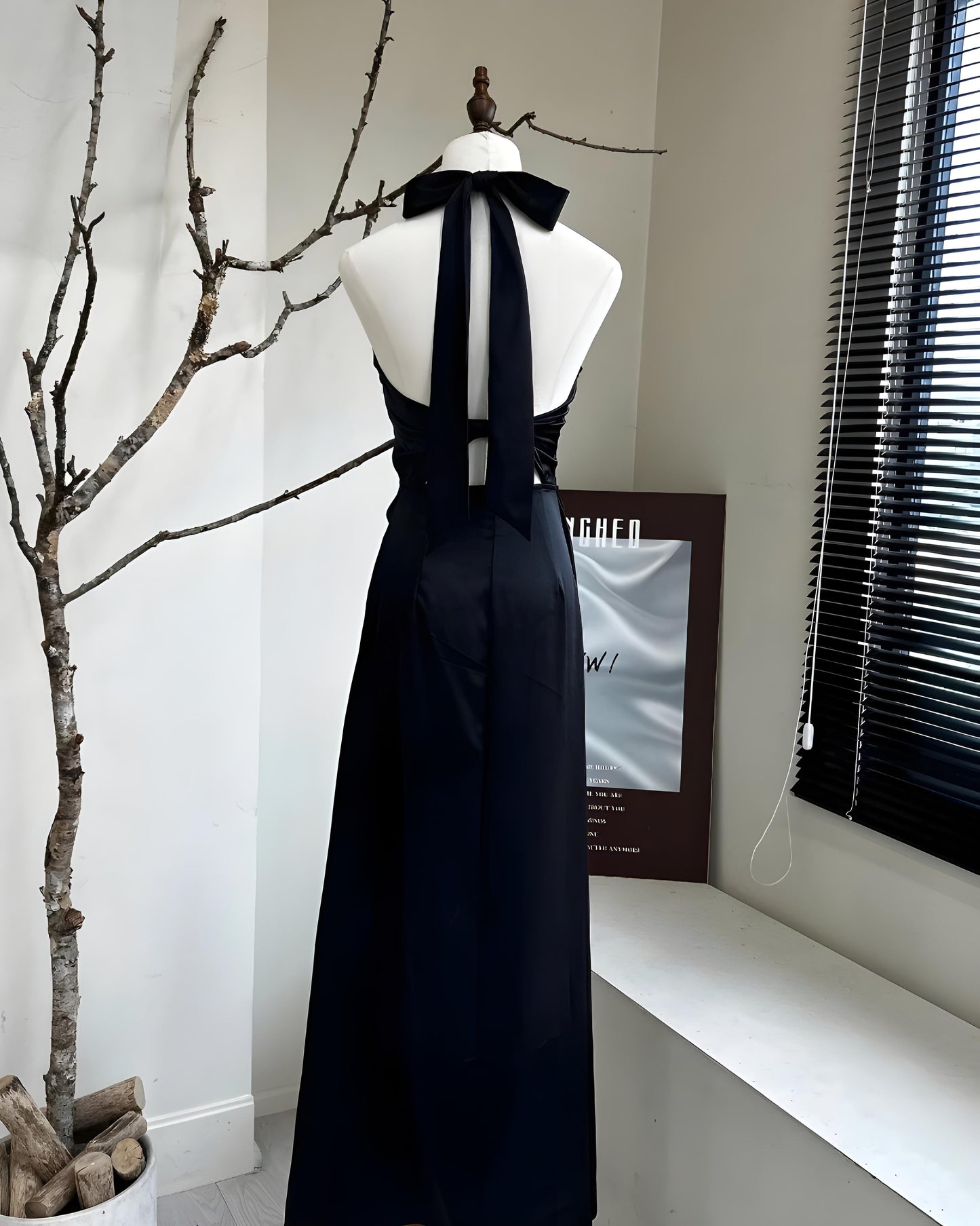 Celestia Silk Backless Halter Dress