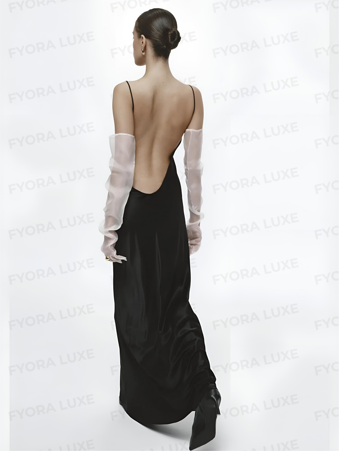 The Queen’s Embrace: Regal Backless Silk Maxi Dress