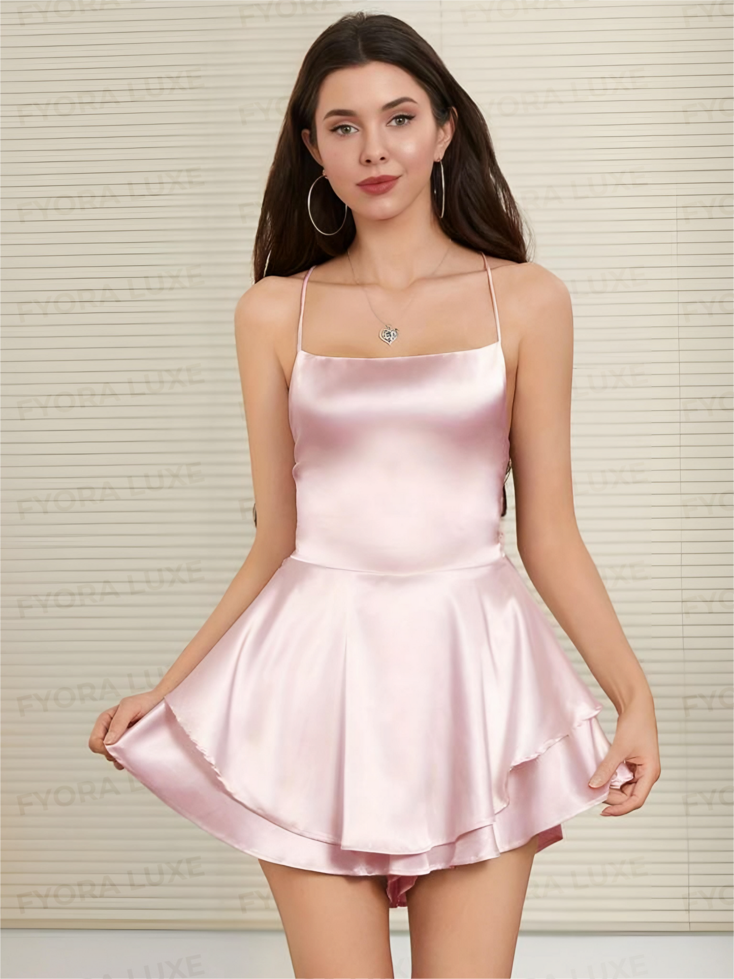 Satin Bliss Layered Backless Romper Maxi