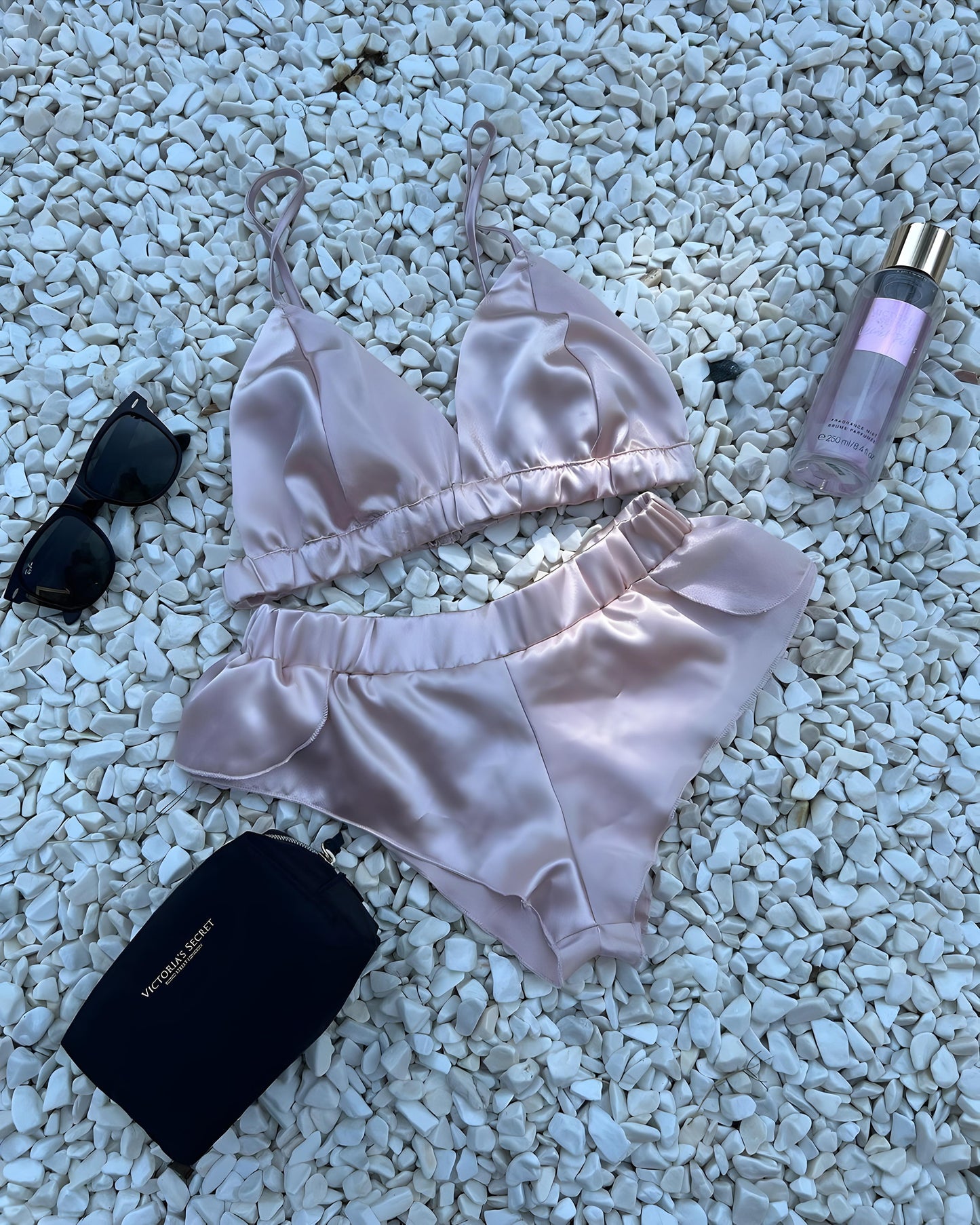 Midnight Allure - Satin Bralette 2pc Set