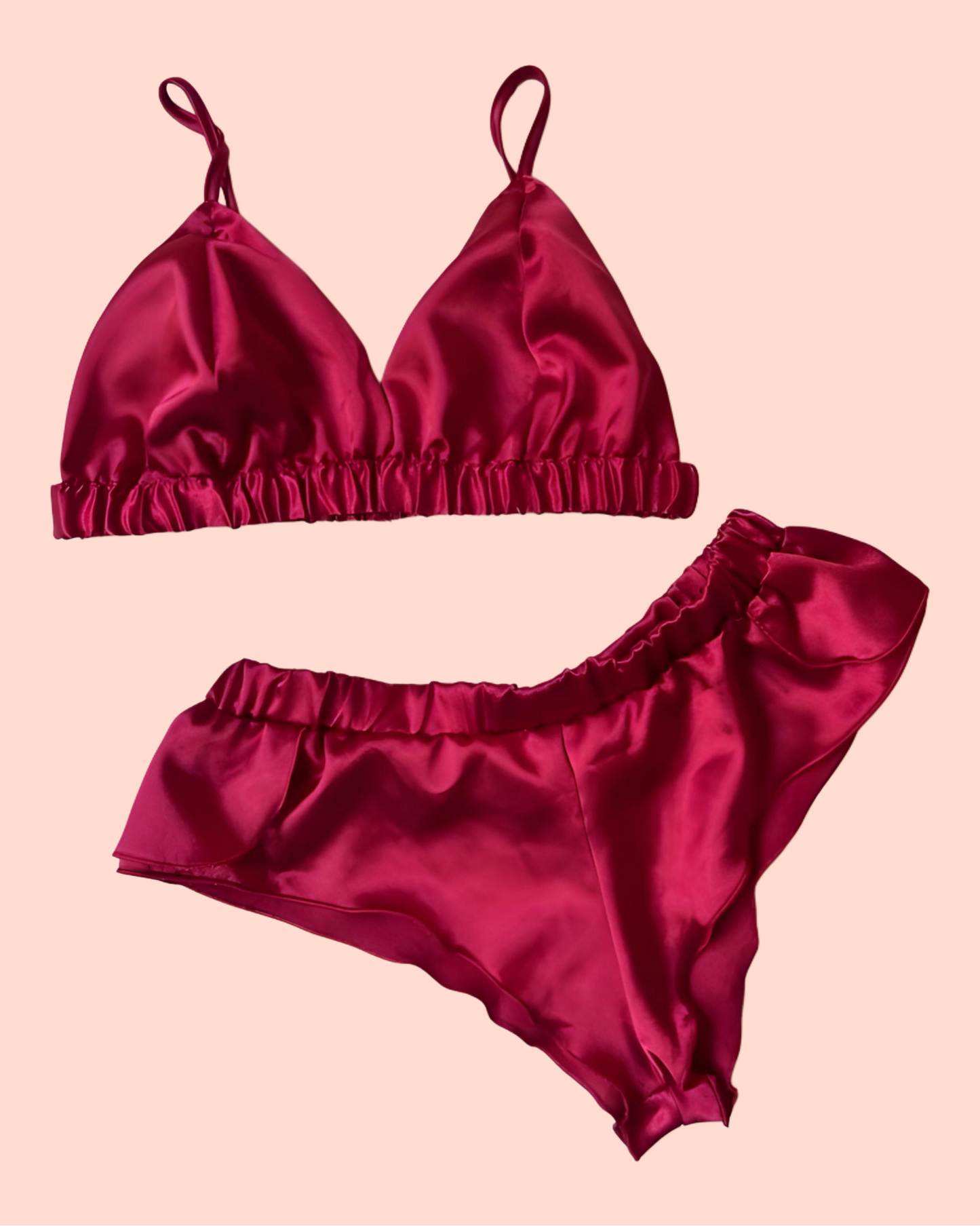 Midnight Allure - Satin Bralette 2pc Set