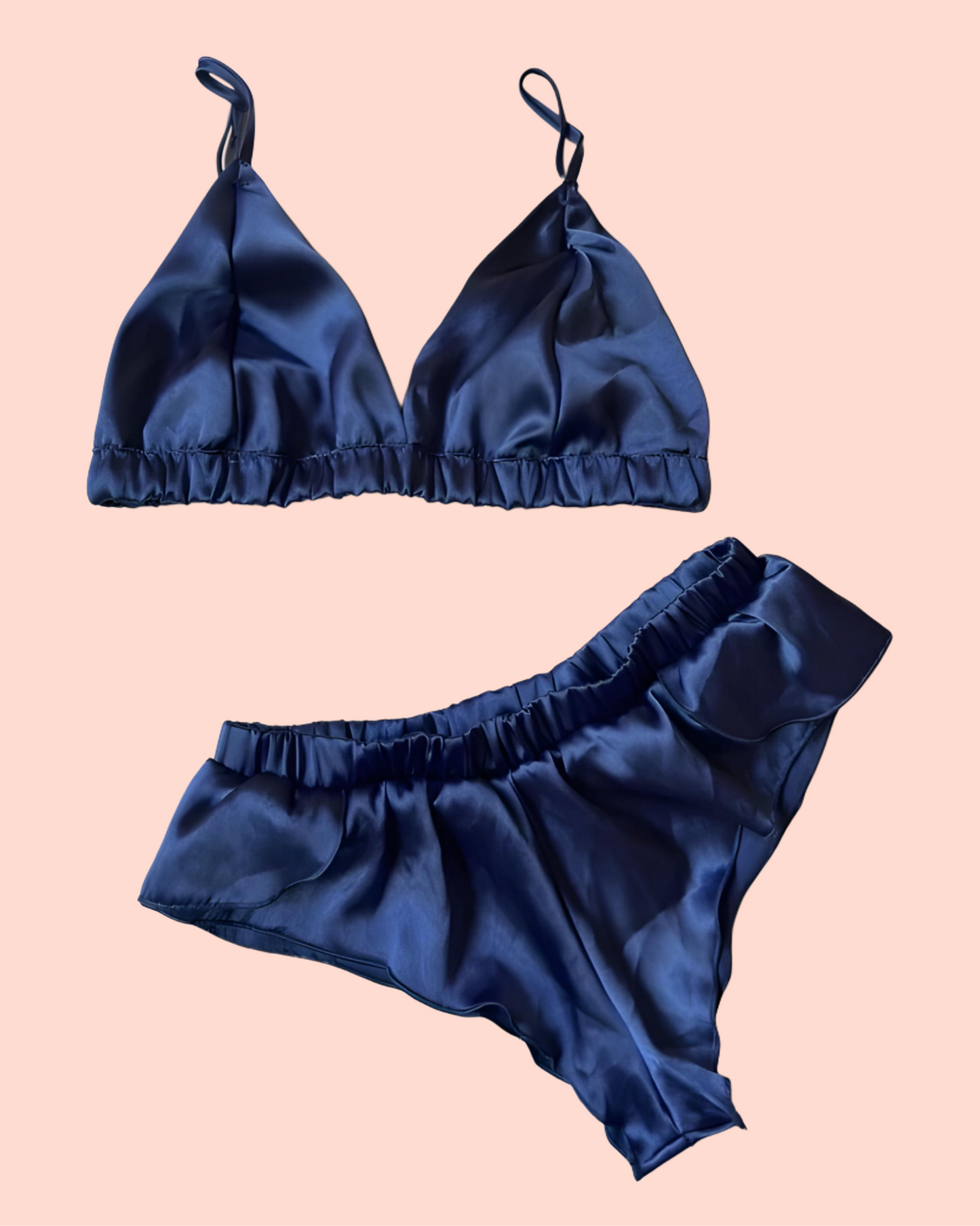 Midnight Allure - Satin Bralette 2pc Set
