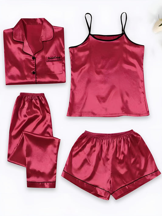 BlushCrush 4-Piece Satin Sleep Set