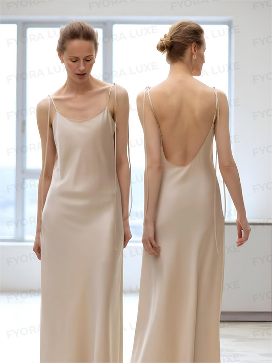 Luna Luxe Silk Long Dress – Effortless Elegance in Every Shade