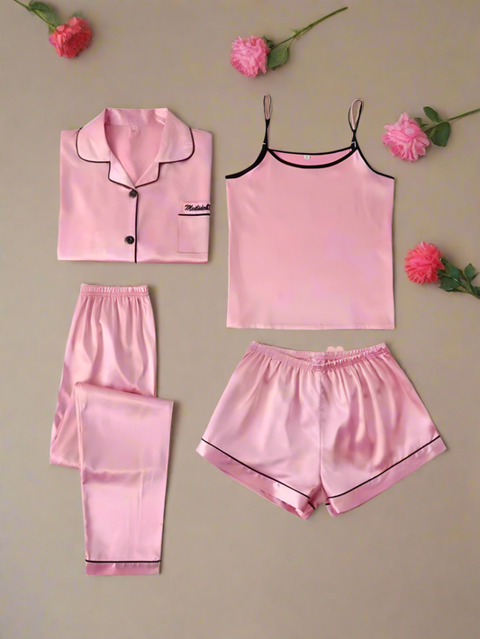 BlushCrush 4-Piece Satin Sleep Set
