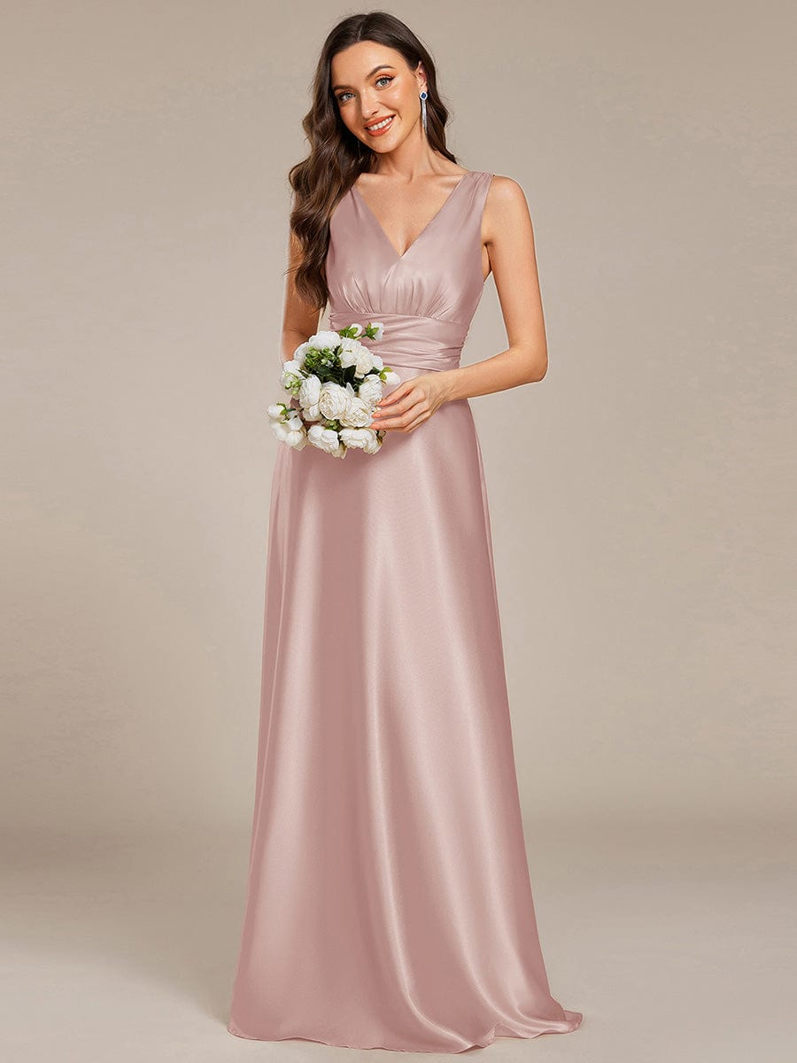 V-neck Empire Satin Maxi - Bridal Dress