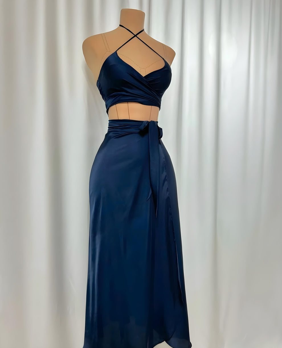 Celeste Silk Halter Wrap Luxury Skirt