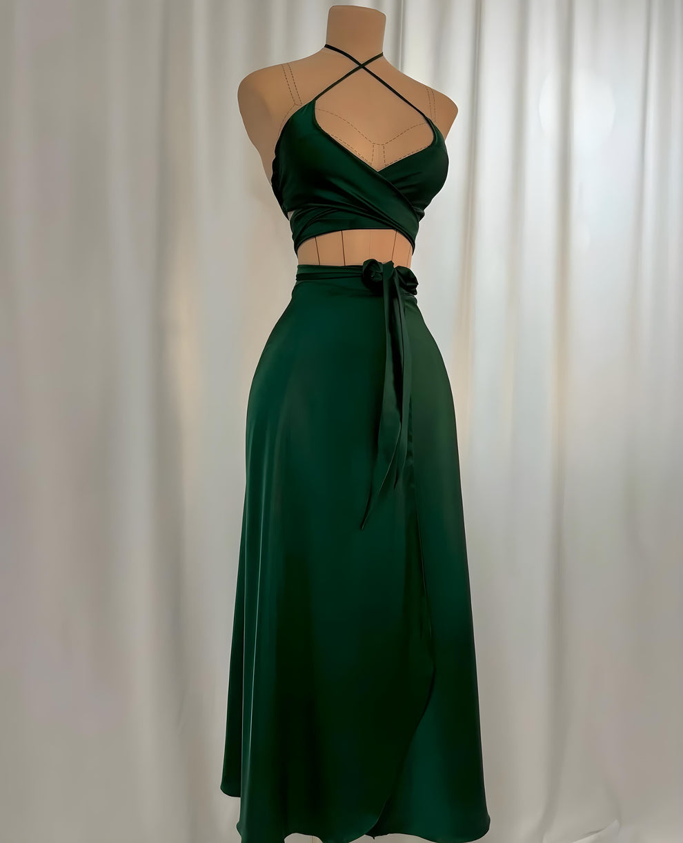 Celeste Silk Halter Wrap Luxury Skirt
