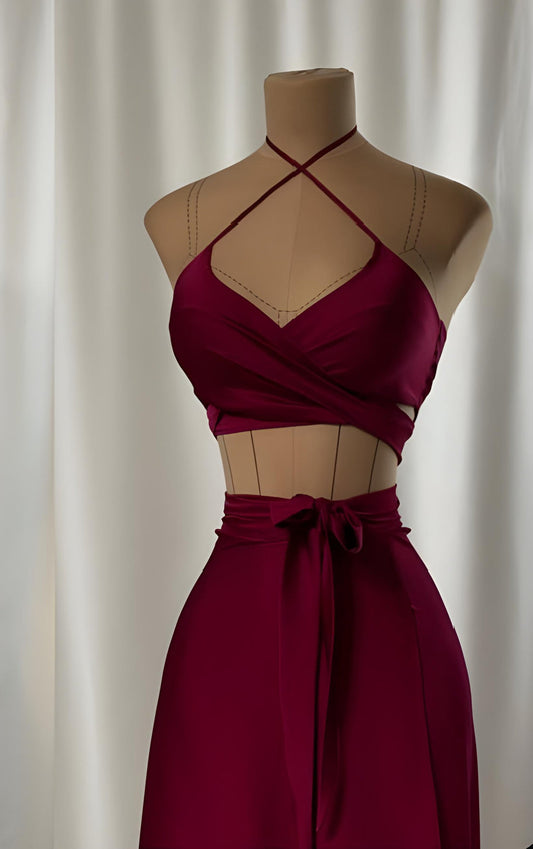 Celeste Silk Halter Wrap Luxury Skirt