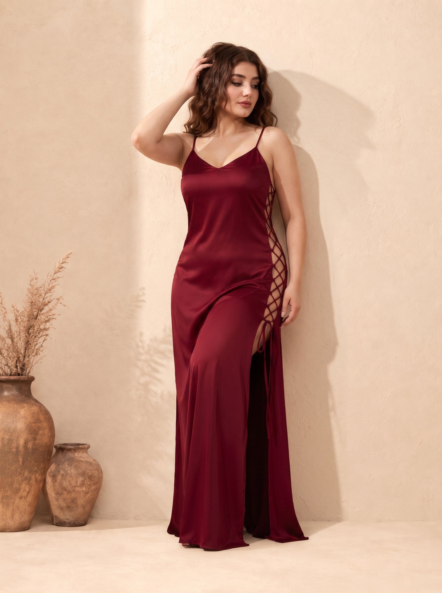 Elise Lace Silk Maxi Dress - Luxury Soft Silk Elegance