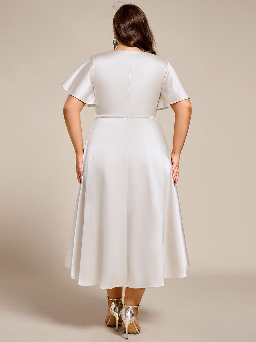 V-neck High-Low Satin (Wedding Guest) Dress with Pockets