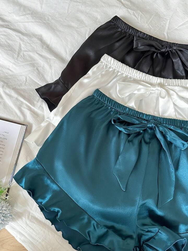 Ruffle Trim Faux Cami Shorts - Pack of 3pcs