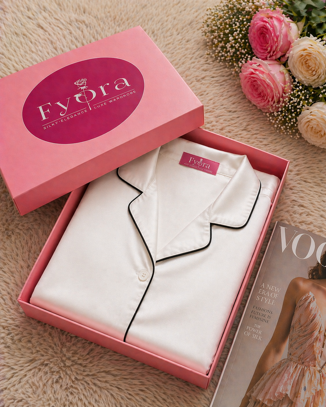 Pure White Premium Silk Pajama Set - Soft Luxury Sleepwear
