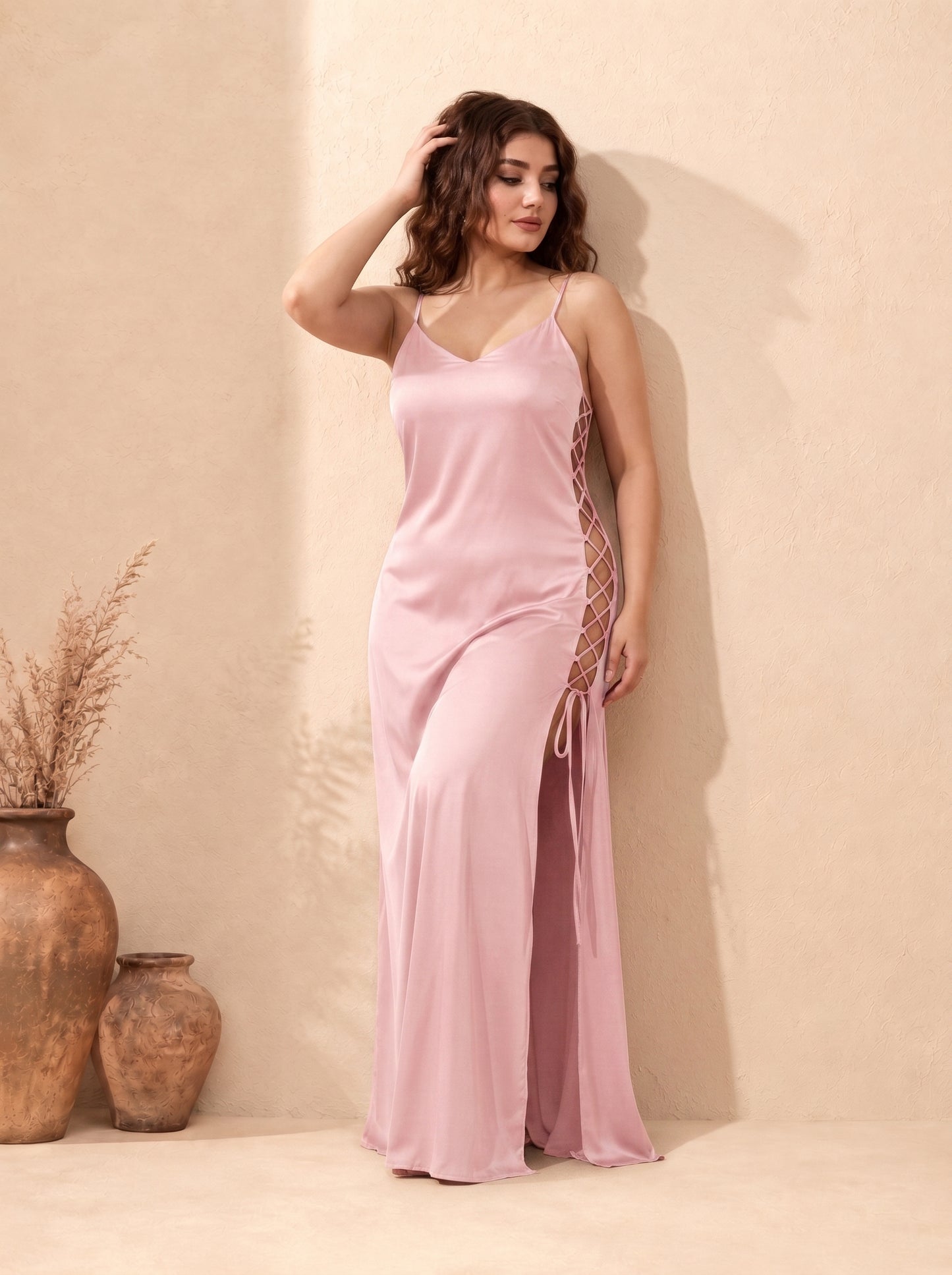 Elise Lace Silk Maxi Dress - Luxury Soft Silk Elegance