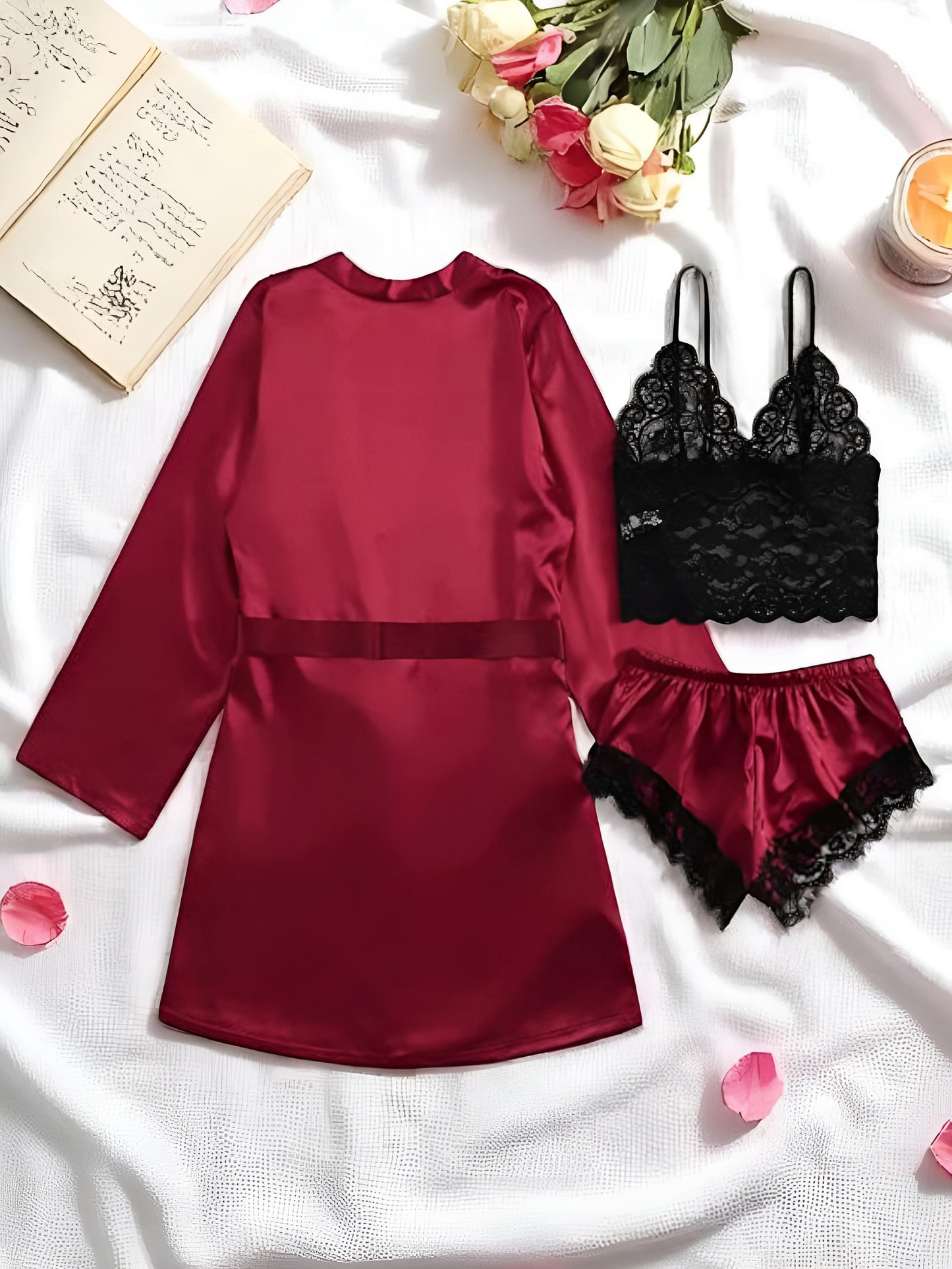 Crimson Romance Lace 3-Piece Set