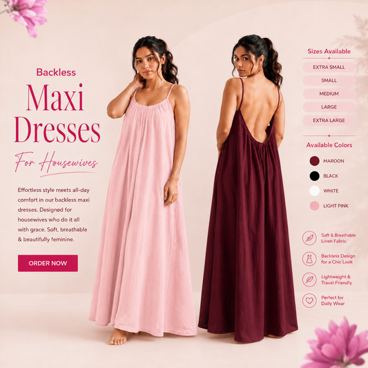 Backless Linen Maxi Duo Set - Mix & Match (Pack of 2)