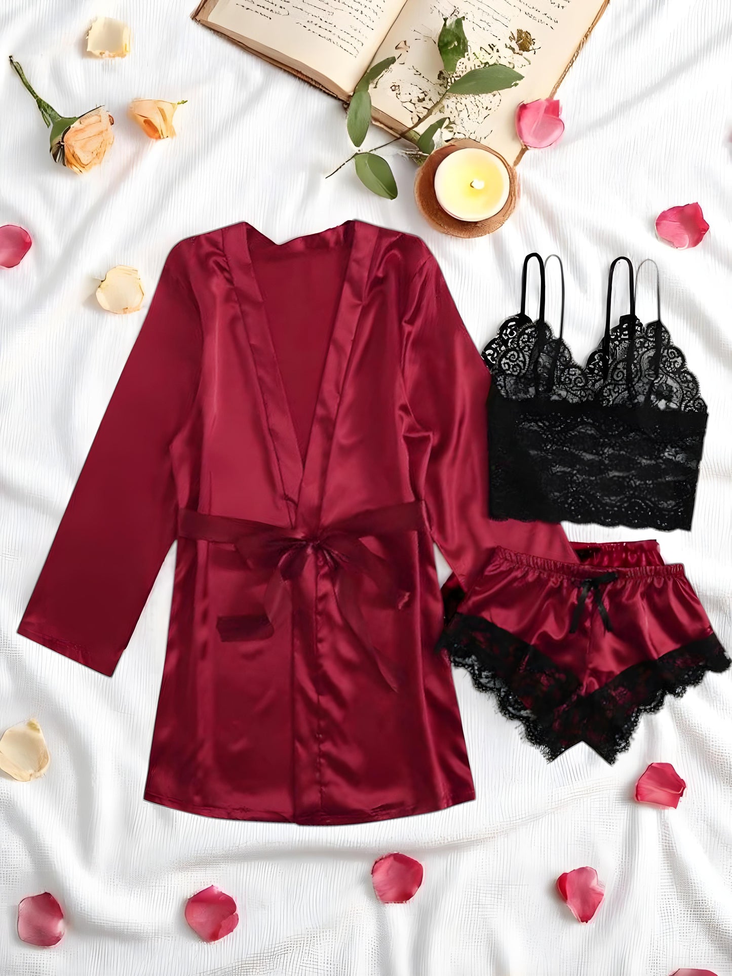 Crimson Romance Lace 3-Piece Set