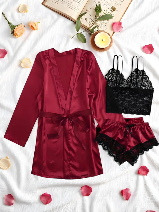 Crimson Romance Lace 3-Piece Set