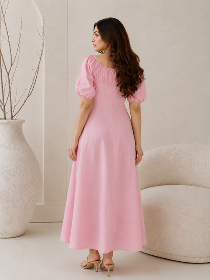 Roselle Linen Grace Maxi Dress - Soft Pink