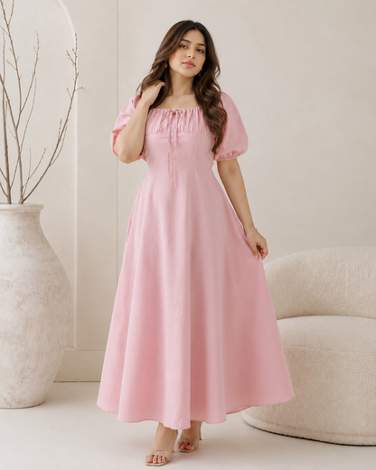 Roselle Linen Grace Maxi Dress - Soft Pink