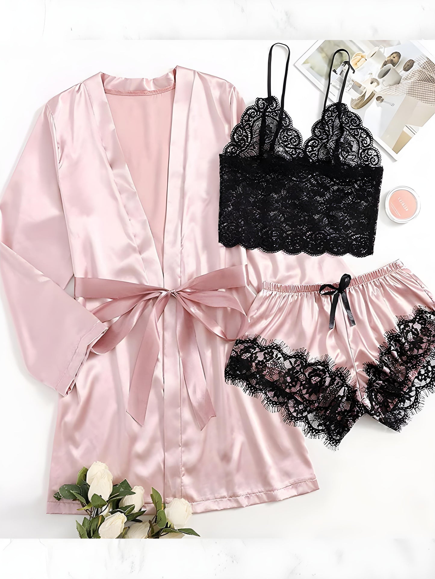Crimson Romance Lace 3-Piece Set